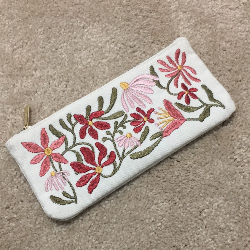 Embroidered Floral Pouch